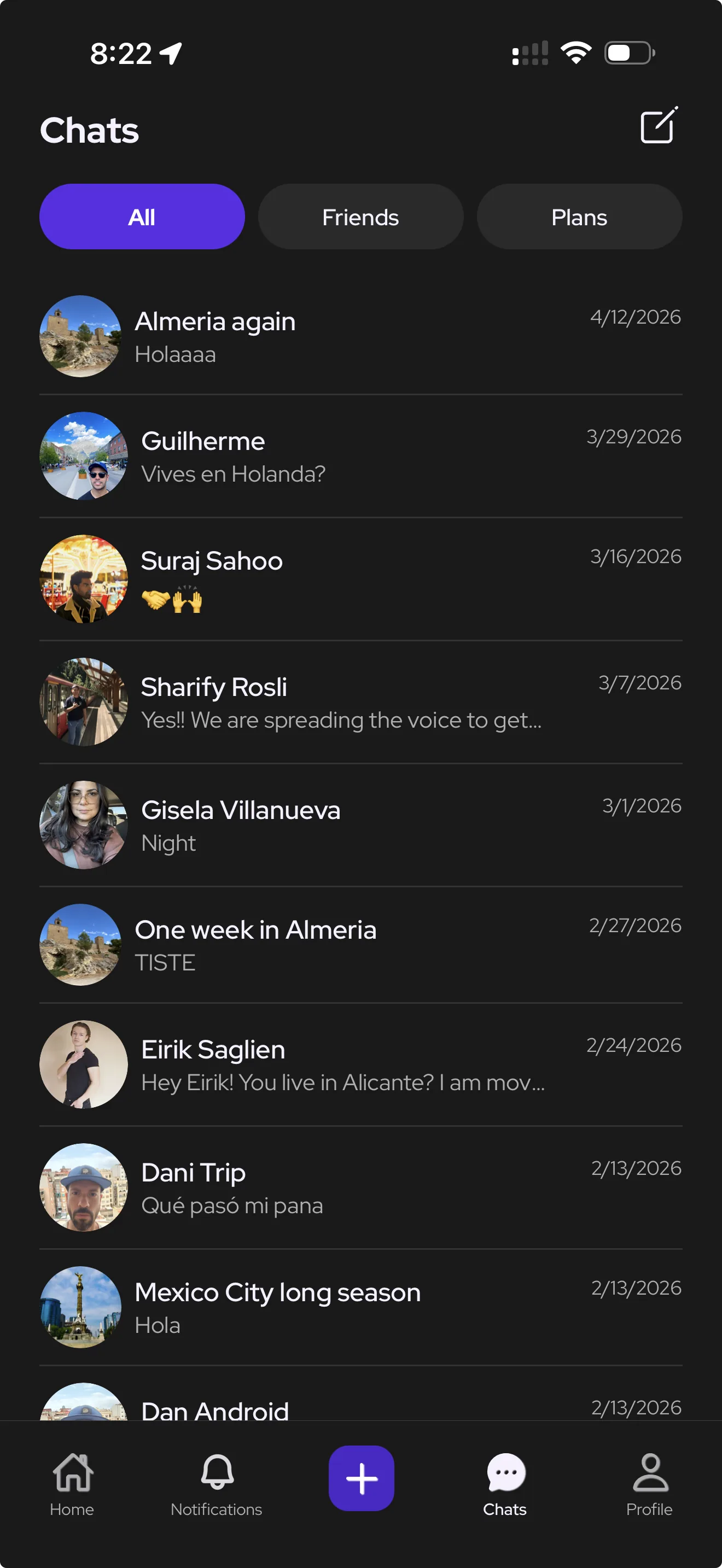 Chats screen